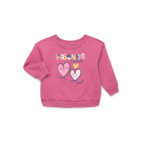 Garanimals Baby Girls Graphic Fleece Sweatshirt with Long Sleeves, Sizes 6-24 Months