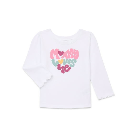 Garanimals Baby Girl Graphic Tee with Long Sleeves, Sizes 0-24 Months