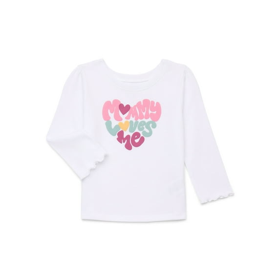 Garanimals Baby Girl Graphic Tee with Long Sleeves, Sizes 0-24 Months