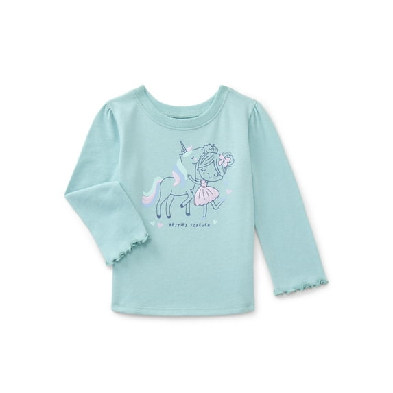 Garanimals Baby Girl Graphic Tee with Long Sleeves, Sizes 0-24 Months