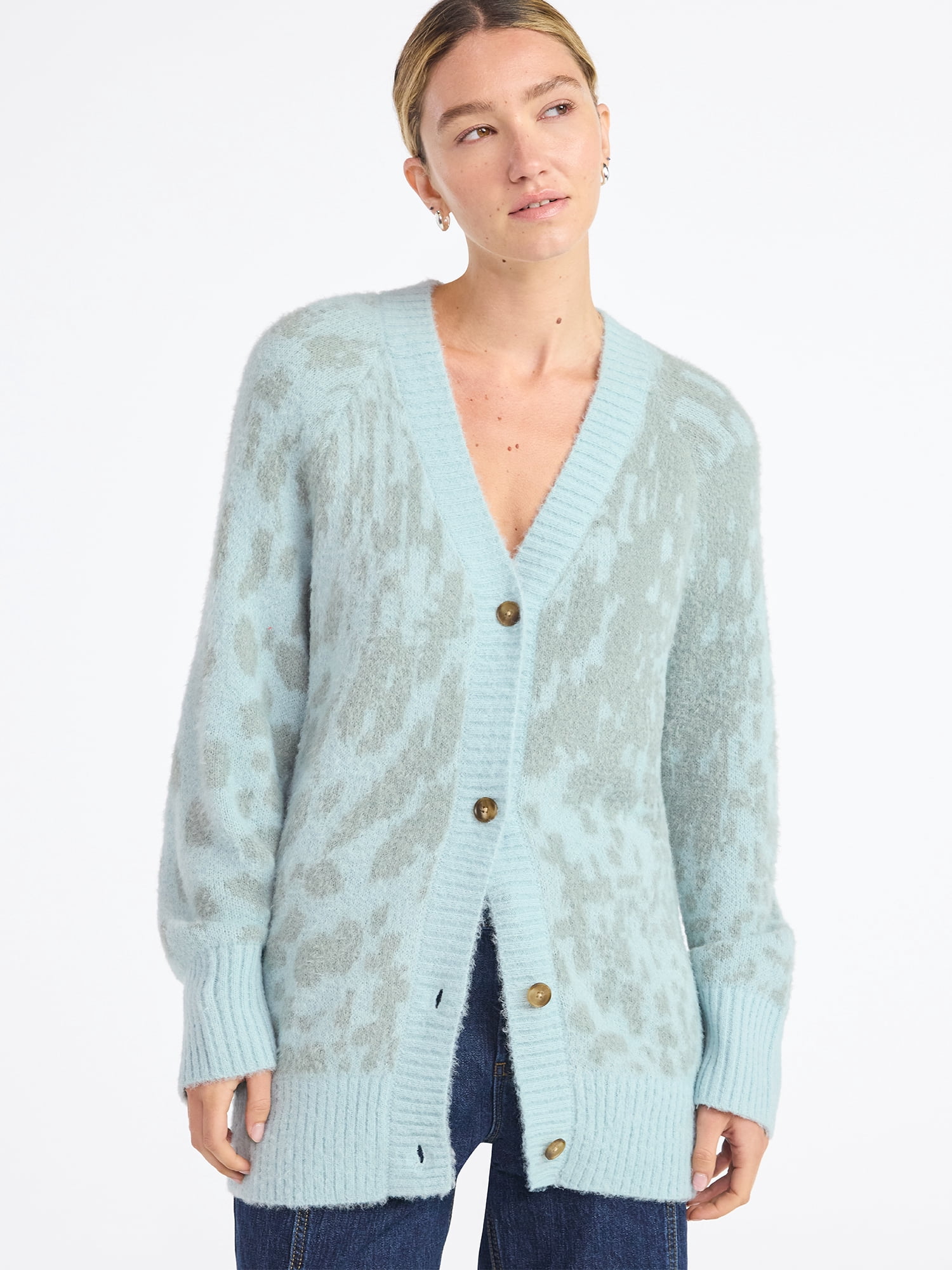 Scoop Women's and Women's Plus Oversized Cardigan Sweater, Lightweight, Sizes XS-4X