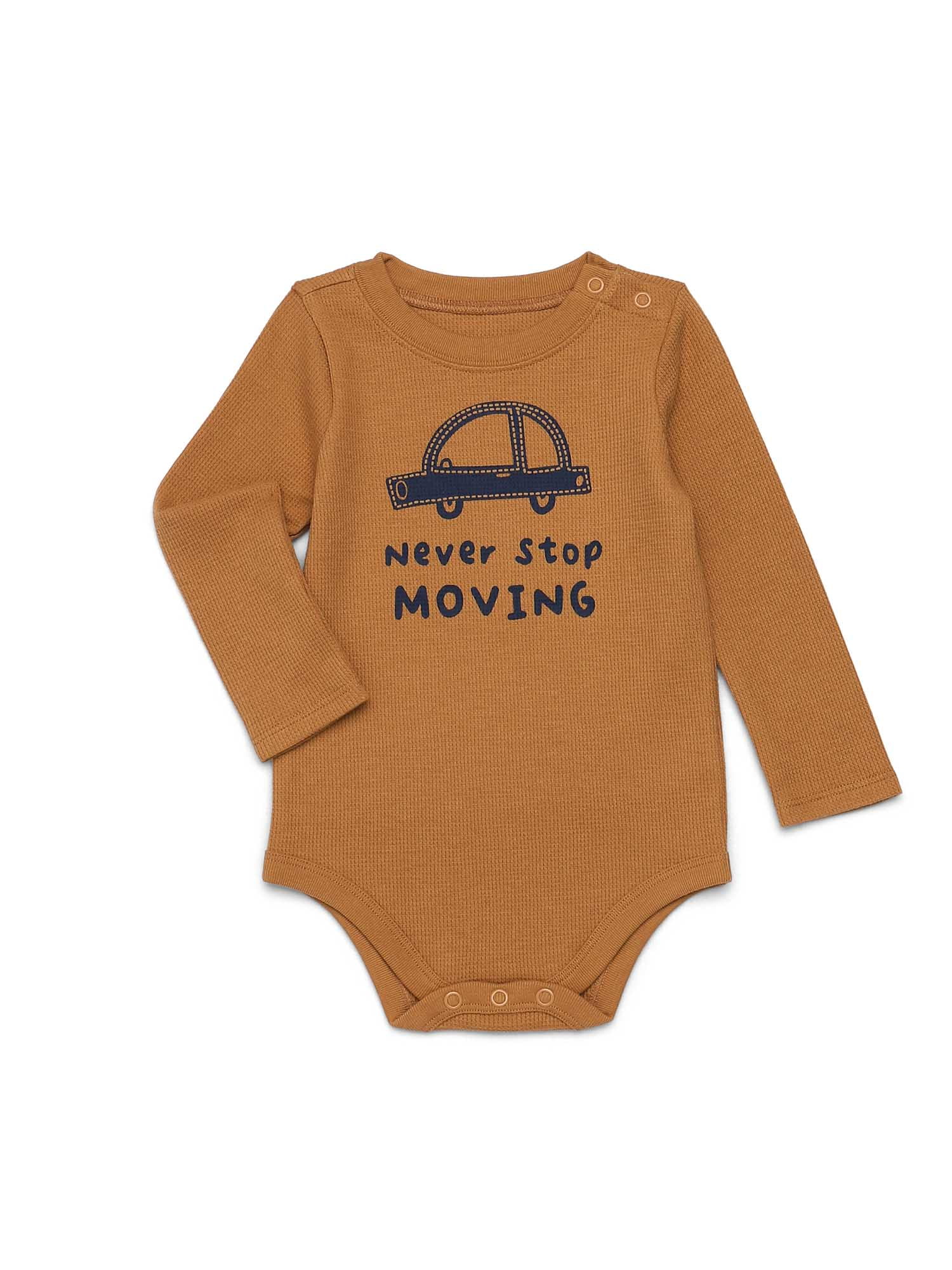 Garanimals Baby Boy Graphic Thermal Bodysuit with Long Sleeves, Sizes 0M-24M