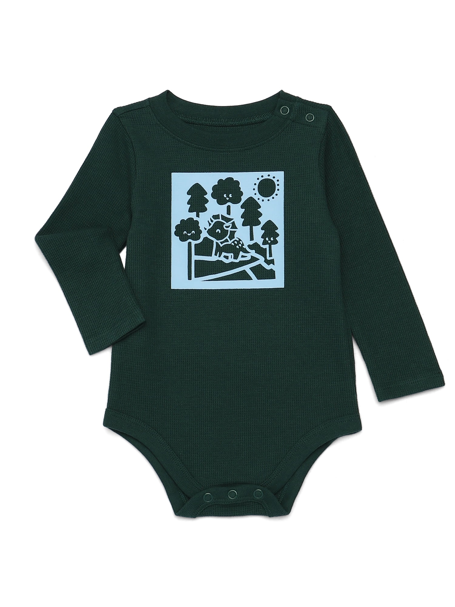 Garanimals Baby Boy Graphic Thermal Bodysuit with Long Sleeves, Sizes 0M-24M