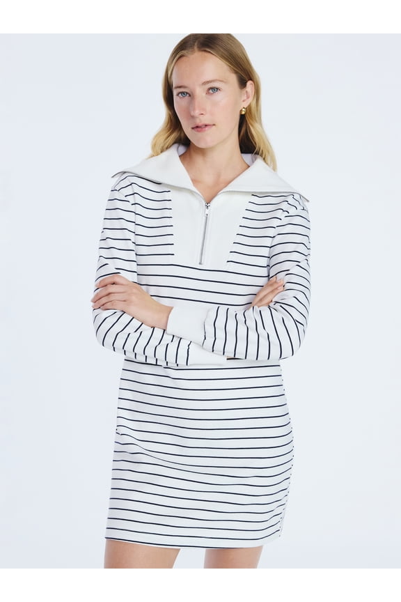 Women's and Women's Plus Half Zip Mini Dress with Long Sleeves, Sizes XS-4X
