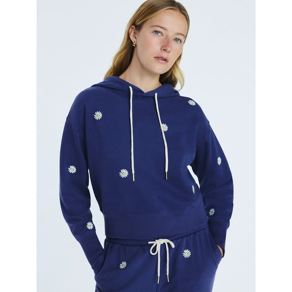 Free Assembly Women’s and Women’s Plus Cropped Embroidered Pullover Hoodie Sweatshirt, Sizes XS-4X