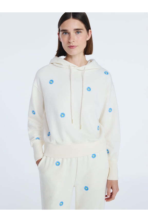 Women’s and Women’s Plus Cropped Embroidered Pullover Hoodie Sweatshirt, Sizes XS-4X