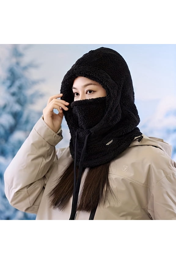 LS Hat for Women Winter Pullover Hat, Outdoor Travel Ear Protection Warm Windproof Cold-proof Hat, Scarf Integrated Versatile - Holiday Gift - Daily Gift - Birthday Gift