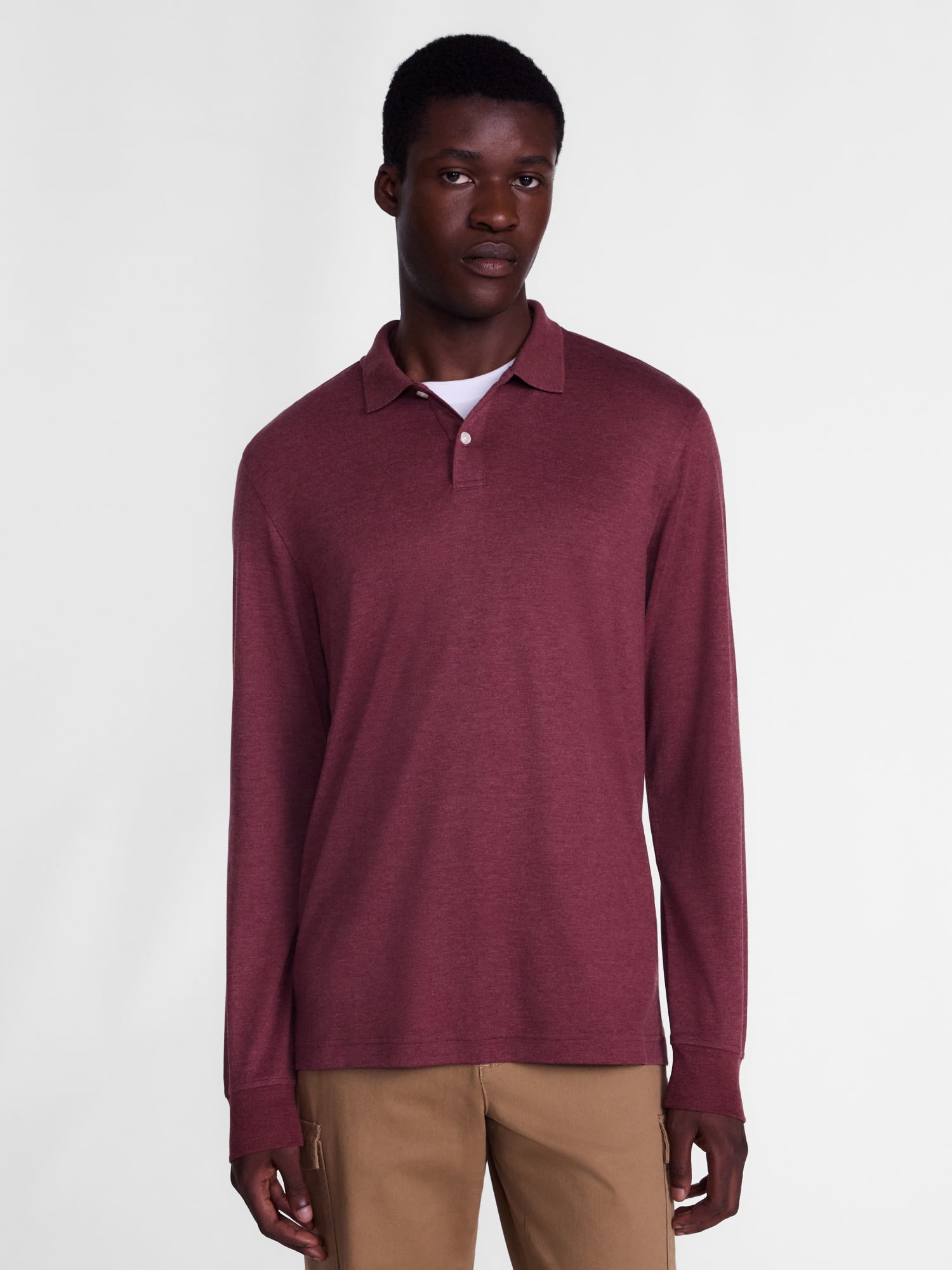 George Men's Interlock Polo Shirt with Long Sleeves, Sizes S-5XB