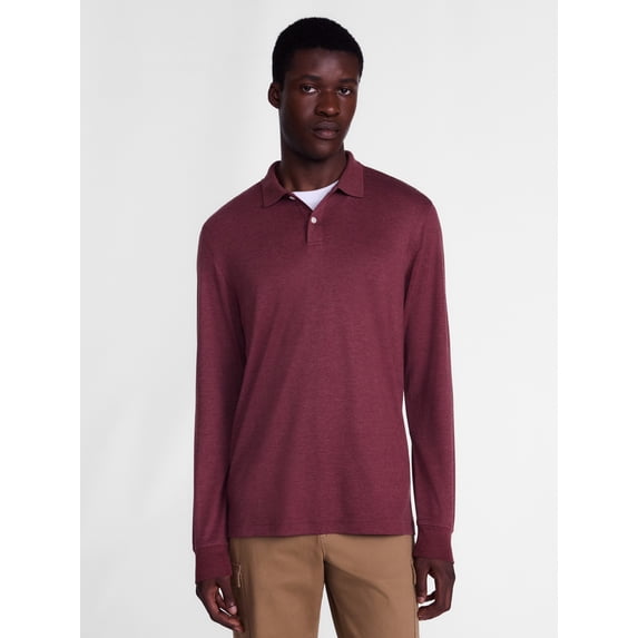 George Men's Interlock Polo Shirt with Long Sleeves, Sizes S-5XB