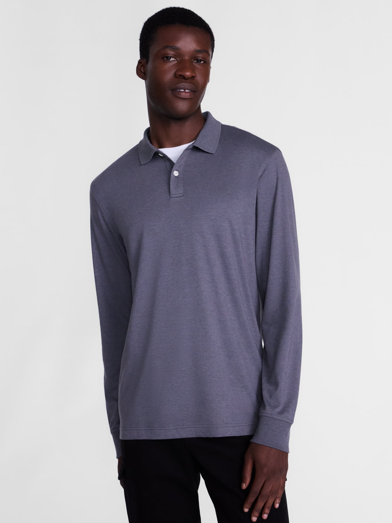 George Men's Interlock Polo Shirt with Long Sleeves, Sizes S-5XB