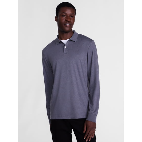 George Men's Interlock Polo Shirt with Long Sleeves, Sizes S-5XB