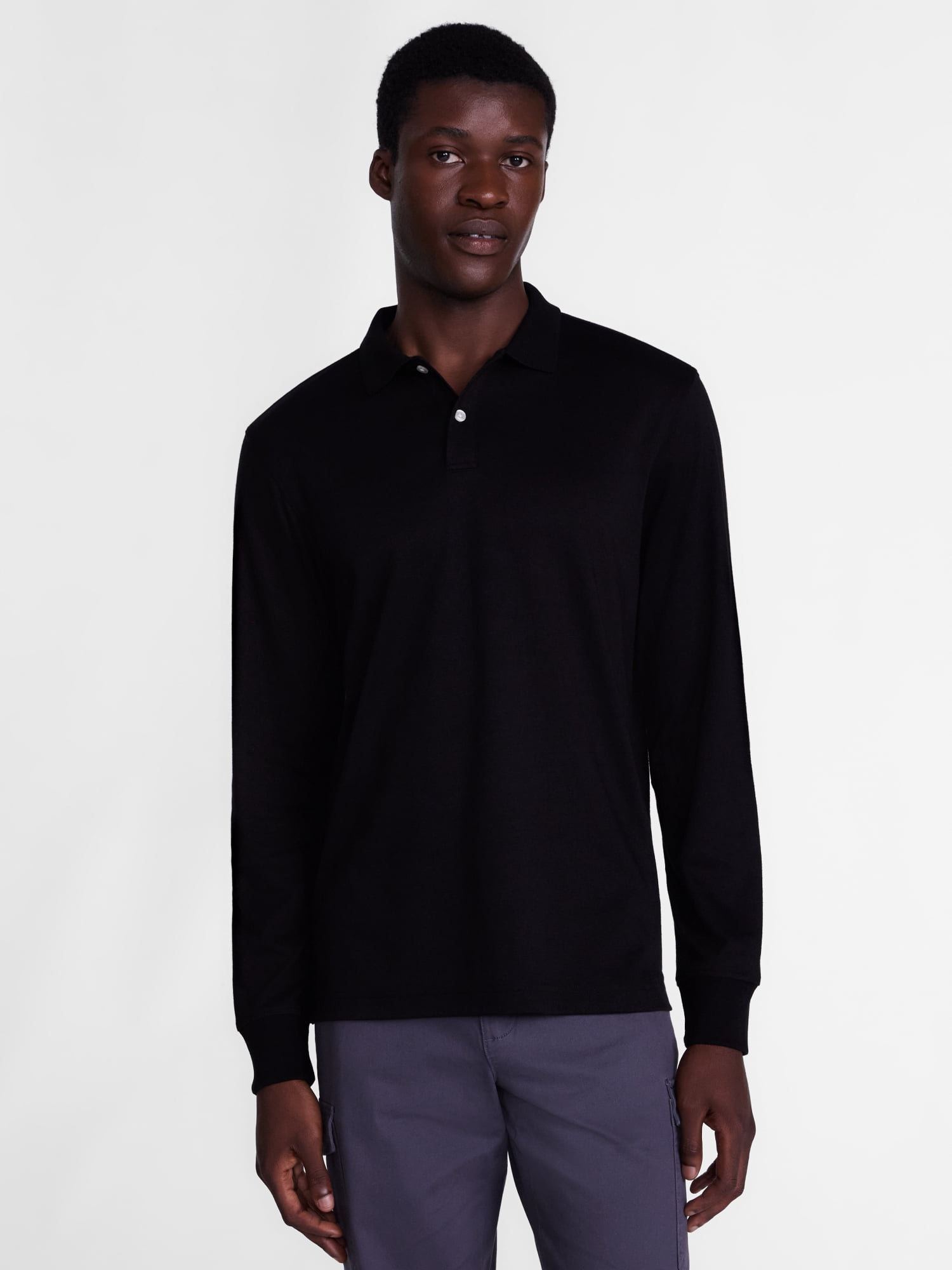 George Men's Interlock Polo Shirt with Long Sleeves, Sizes S-5XB