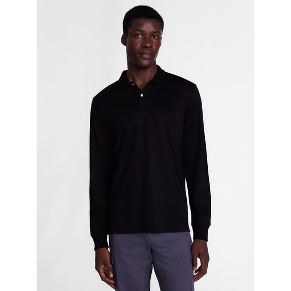George Men's Interlock Polo Shirt with Long Sleeves, Sizes S-5XB