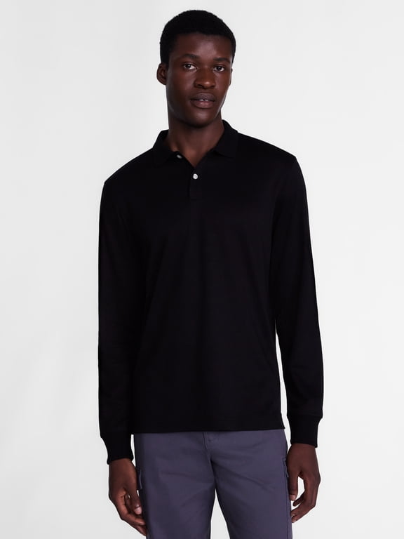 Men's Interlock Polo Shirt with Long Sleeves, Sizes S-5XB
