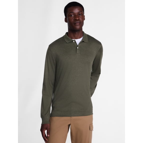 George Men's Interlock Polo Shirt with Long Sleeves, Sizes S-5XB