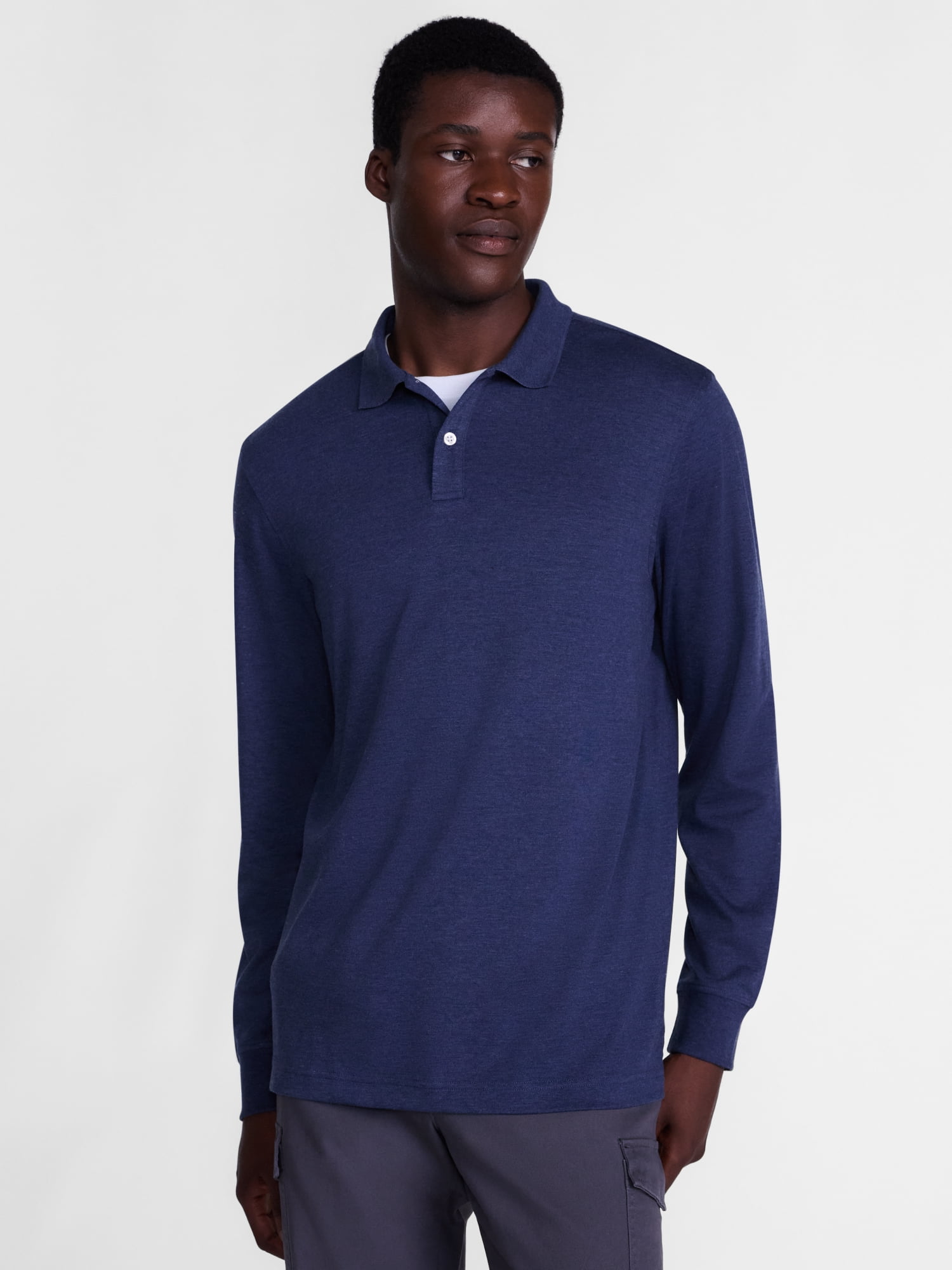 George Men's Interlock Polo Shirt with Long Sleeves, Sizes S-5XB