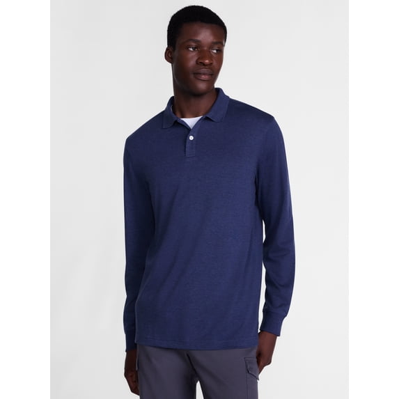 George Men's Interlock Polo Shirt with Long Sleeves, Sizes S-5XB