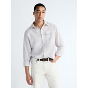 Men's Linen Blend Button Front Shirt with Long Sleeves, Sizes S-3XL