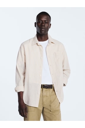Men’s Linen Blend Shirt with Long Sleeves, Sizes S-3XL