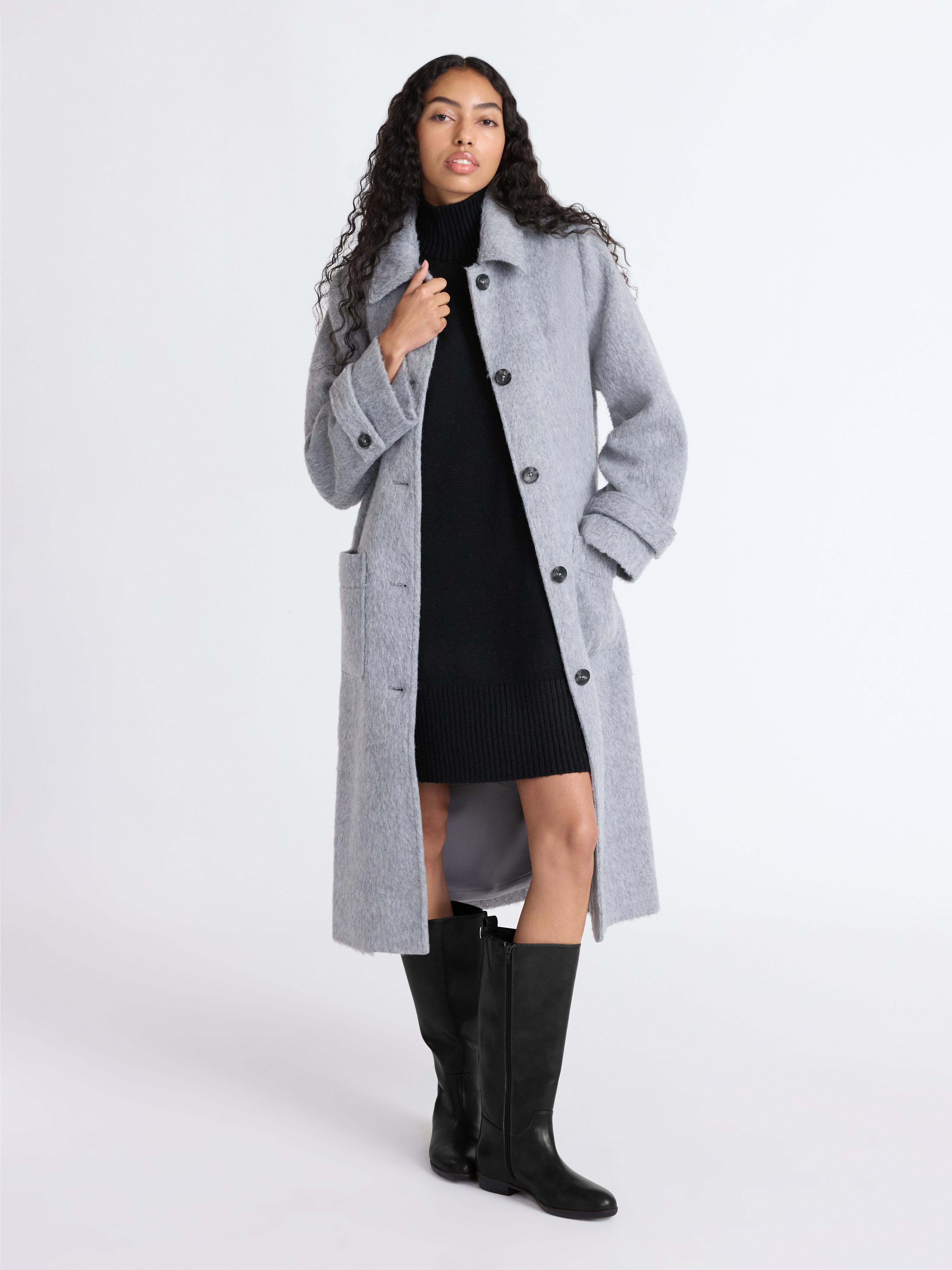 Free Assembly Women's and Women's Plus Long Wool Blend Coat