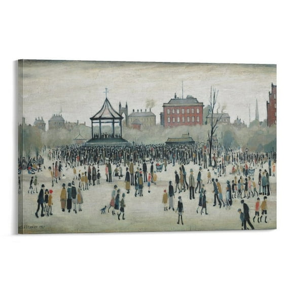 LS Lowry Bandstand, Peel Park Large Canvas Printing Famous Paintings Wall Decoration Painting Artwork Artworks Canvas Poster Room Aesthetic Wall Art Prints Home Modern Decor Gifts 16x24inch(40x60cm)