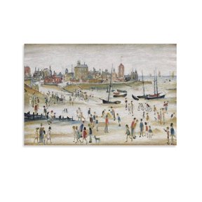 LS Lowry Beach Scene Large Canvas Printing Famous Paintings Wall Decoration Painting Artwork Posters Wall Art Painting Canvas Gift Living Room Prints Bedroom Decor Poster Artworks 12x18inch(30x45cm)