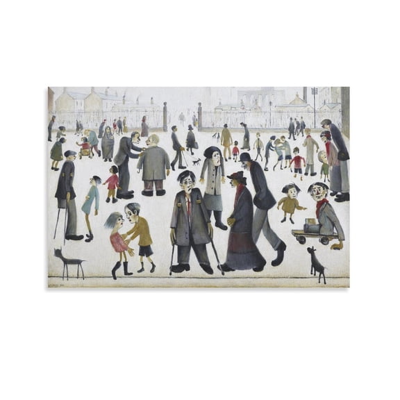 LS Lowry The Cripples Large Canvas Printing Famous Paintings Wall Decoration Painting Artwork Canvas Poster Wall Art Picture Prints Hanging Photo Gift Decor Home Posters Artworks 12x18inch(30x45cm)