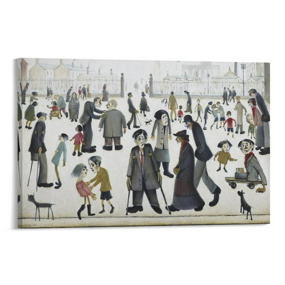 LS Lowry The Cripples Large Canvas Printing Famous Paintings Wall Decoration Painting Artwork Wall Art Poster Scroll Canvas Painting Picture Living Room Decor Home 16x24inch(40x60cm)