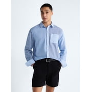 Men's Linen Blend Mixed Pattern Button Front Shirt, Sizes XS-3XL