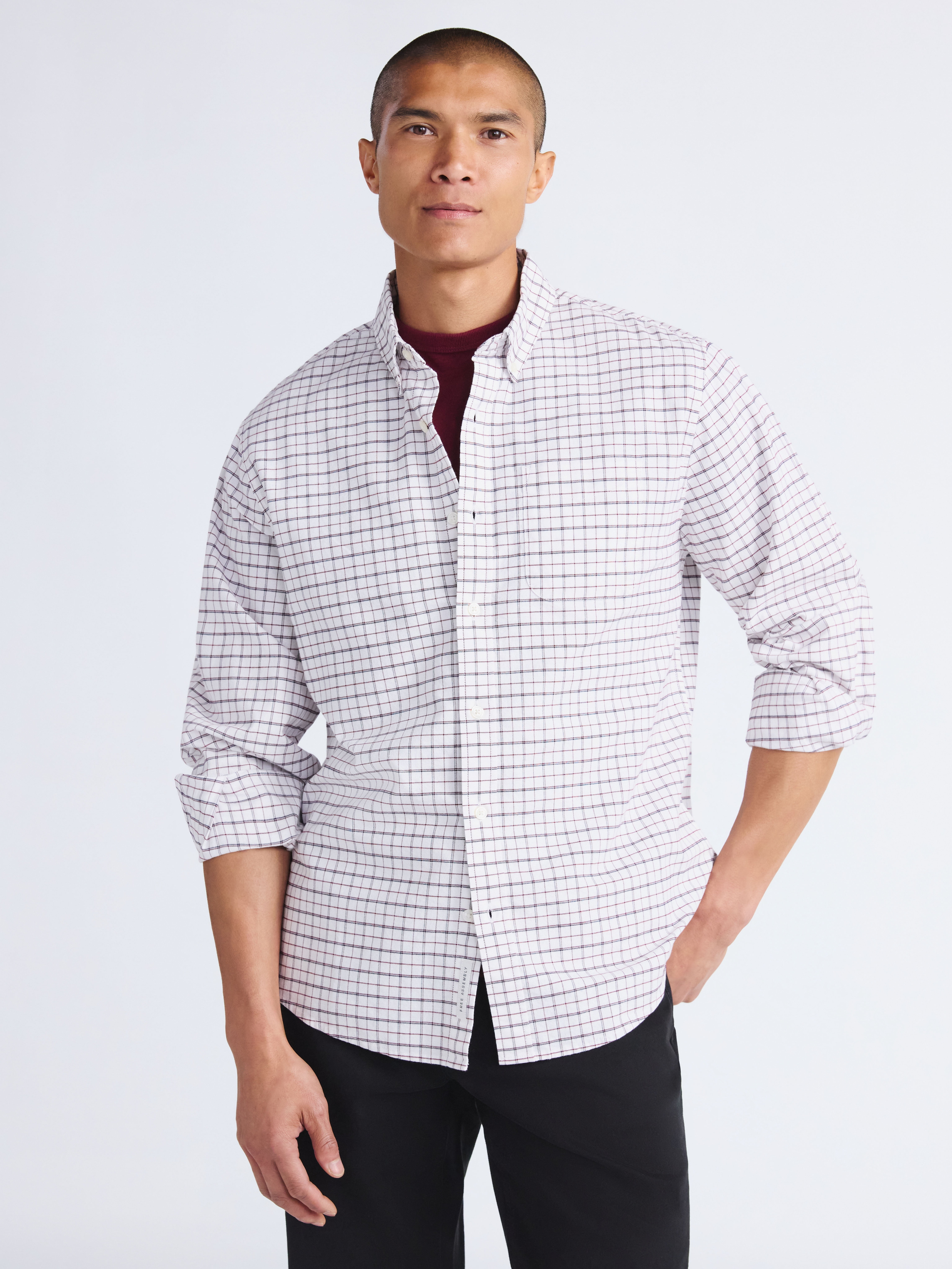 Free Assembly Men's Cotton Button Down Oxford Shirt with Long