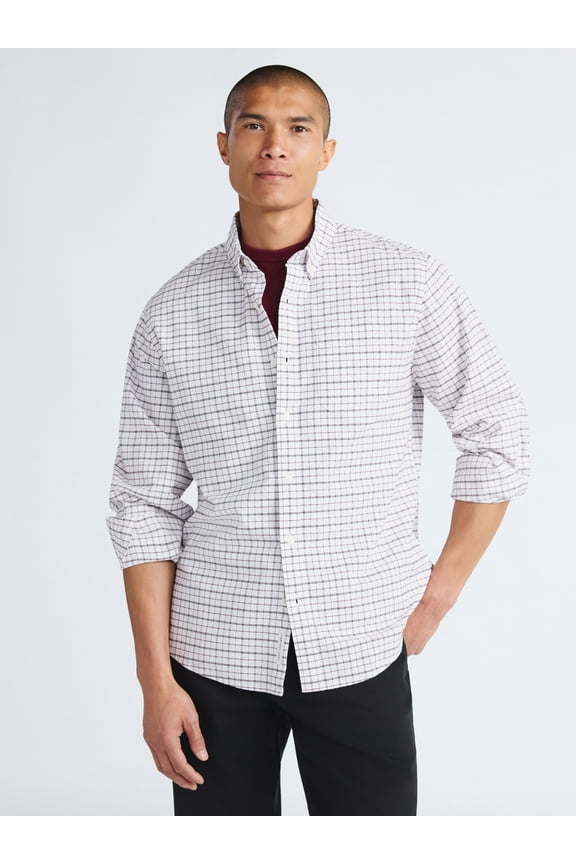 Men's Cotton Button Down Oxford Shirt with Long Sleeves, Sizes XS-3XL