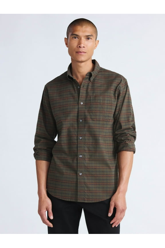 Men's Cotton Button Down Oxford Shirt with Long Sleeves, Sizes XS-3XL