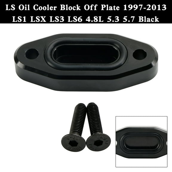 LS Oil Cooler Block Off Plate 1997-2003 LS1 LSX LS3 LS6 4.8L 5.3 5.7 BLK