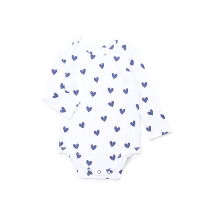 Garanimals Baby Girl Lap Shoulder Print Bodysuit with Long Sleeves, Sizes 0-24 Months
