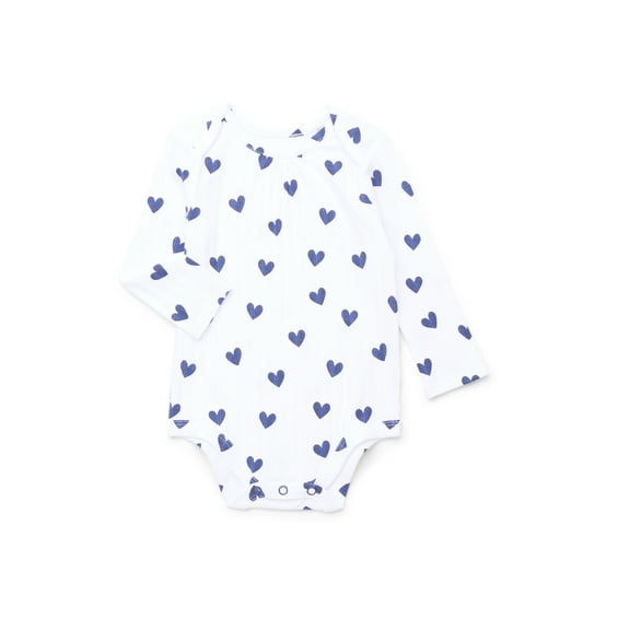 Garanimals Baby Girl Lap Shoulder Print Bodysuit with Long Sleeves, Sizes 0-24 Months