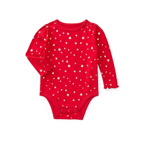 Garanimals Baby Girls Printed Bodysuit with Long Sleeves, Sizes 0M-24M