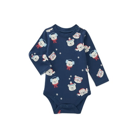 Garanimals Baby Boys Print Bodysuit with Long Sleeves, Sizes 0M-24M