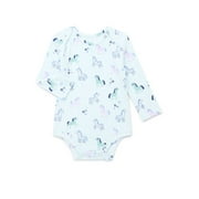 Garanimals Baby Girl Lap Shoulder Print Bodysuit with Long Sleeves, Sizes 0-24 Months