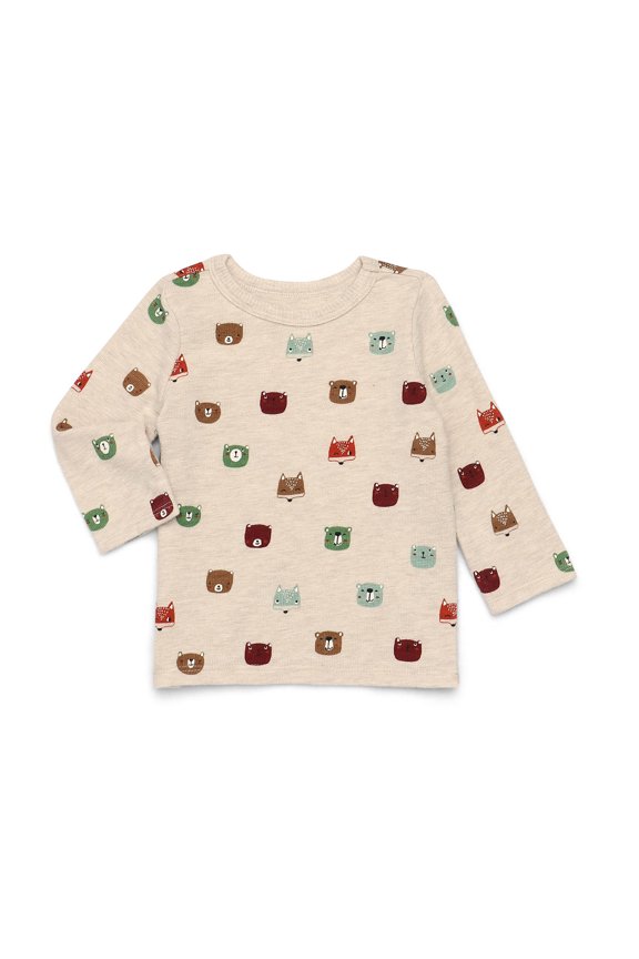 Baby Boy Print T-Shirt with Long Sleeves, Sizes 0M-24M