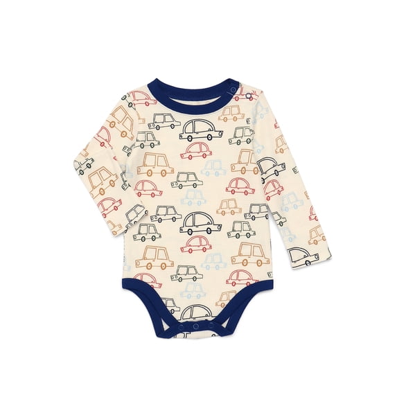 Garanimals Baby Boy Print Thermal Bodysuit with Long Sleeves, Sizes 0M-24M