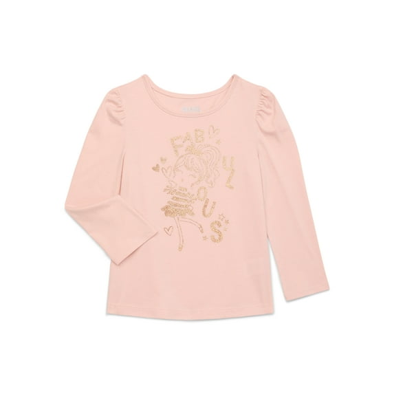 365 Kids From Garanimals Girls Puff Sleeve Tee with Long Sleeves, Sizes 4-10