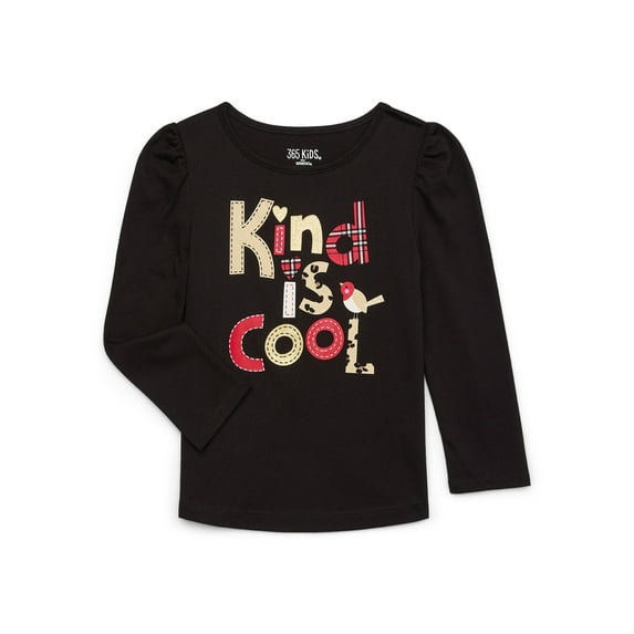 365 Kids From Garanimals Girls Puff Sleeve Tee with Long Sleeves, Sizes 4-10