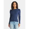 thumbnail image 1 of Time and Tru Women's Top with Long Puff Sleeves, Size XS-XXXL, 1 of 5