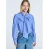 Free Assembly Women's Cotton Tie Neck Blouse with 