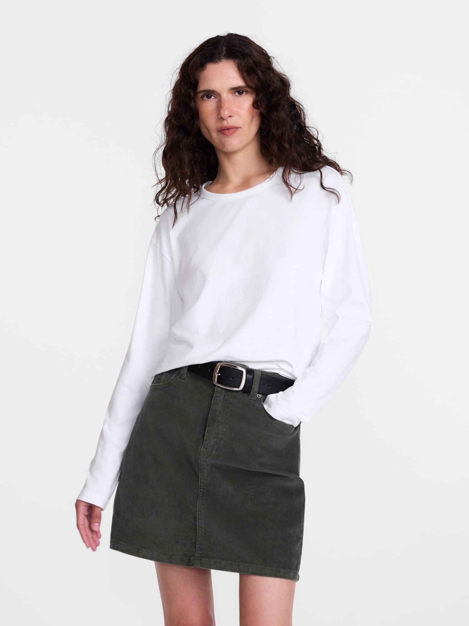 Scenario Women's and Women's Plus Relaxed Slub Tee with Long Sleeves, Sizes XS-4X