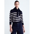 thumbnail image 1 of Free Assembly Women's and Women's Plus Cropped Crewneck Sweater with Scarf, Lightweight, Sizes XS-4X, 1 of 4