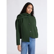 Free Assembly Women's Faux Wool Jacket with Scarf, Sizes XS-XXL