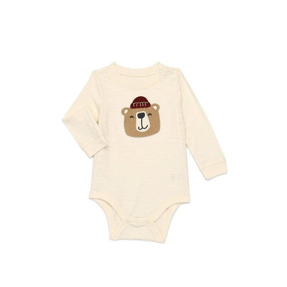 Garanimals Baby Boy Slub Graphic Bodysuit with Long Sleeves, Sizes 0M-24M