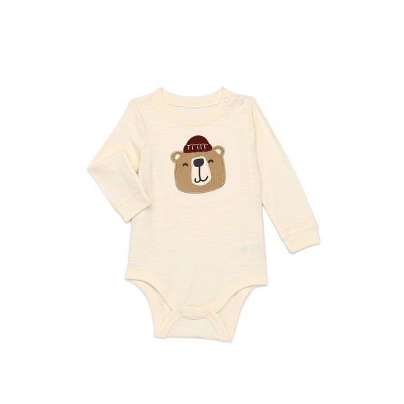 Garanimals Baby Boy Slub Graphic Bodysuit with Long Sleeves, Sizes 0M-24M