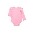 thumbnail image 1 of Garanimals Baby Girl Ruffle Shoulder Ribbed Bodysuit with Long Sleeves, Sizes 0-24 Months, 1 of 3